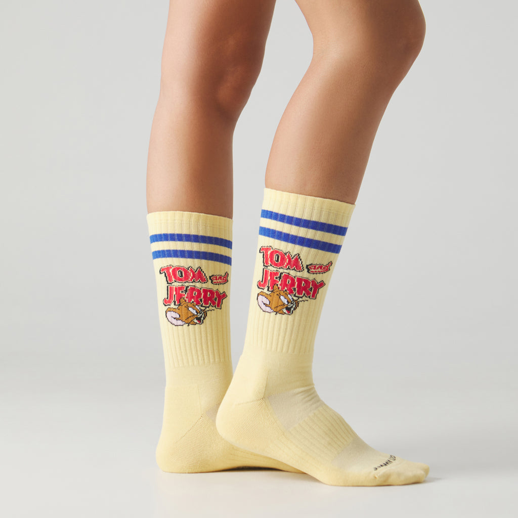Athletic Tom and Jerry Heads Socks - Yellow