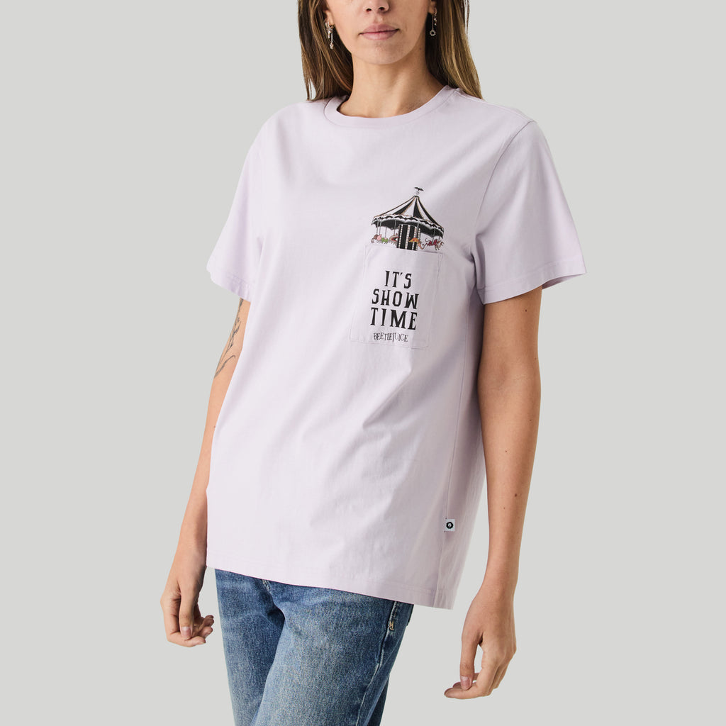 Beetlejuice It’s Show Time Pocket Tee - Purple