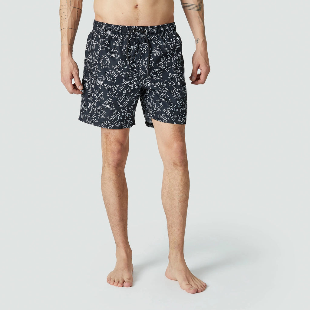 Keith Haring Dancers Swim Shorts - Black